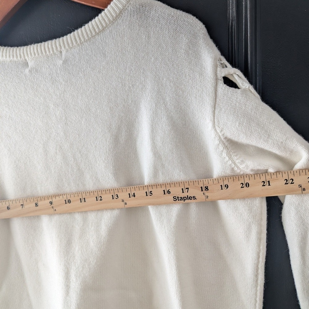 Jack by BB Dakota Sweater Off White Lattice Bell Sleeve Open Knit Sz L - Picture 7 of 10